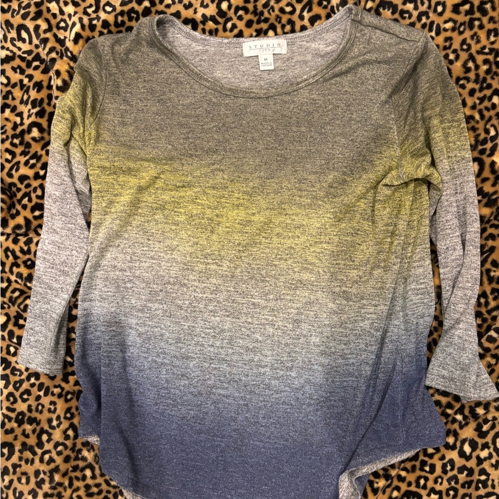 LuLaRoe Gray and Blue Ombre Long Sleeve Top